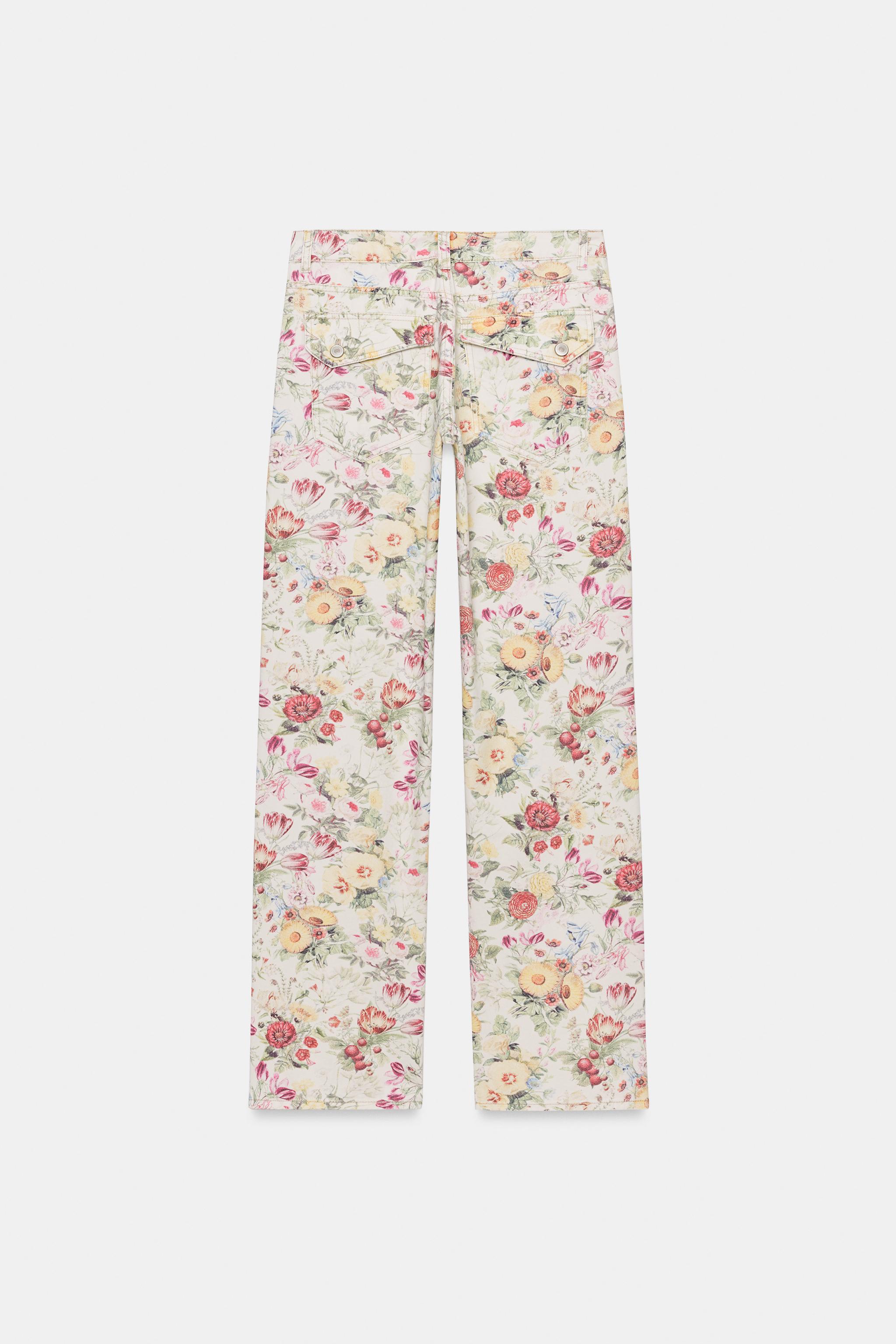 TRF FLORAL PRINT STRAIGHT JEANS